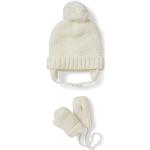 Reduzierte Weiße C&A Mütze Schal Handschuh Sets für Kinder mit Bommeln aus Polyester für Babys 