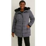 Graue Gesteppte C&A Damensteppmäntel & Damenpuffercoats aus Polyester mit Kapuze Größe L Große Größen 