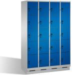 C+P® Fächerschrank EVOLO mit 5 Fächern übereinander, Blau, Blau, Stahltüren 20 Abteile, 120 cm Blau