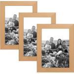 CABBEL Bilderrahmen, für 3 Bilder (Spar-Set, 3 Stück), 3x 10x15 cm, 3er Set Bilderrahmen 10x15 MDF Holz-Rahmen mit bruchsicherem Acrylglas in Natur, beige