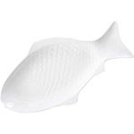 Weiße Ovale Fischplatten mit Tiermotiv aus Keramik 