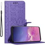 Violette Cadorabo Samsung Galaxy S10 Cases Art: Flip Cases mit Tiermotiv aus Kunstleder 