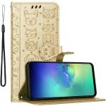 Goldene Cadorabo Samsung Galaxy S10e Cases Art: Flip Cases mit Tiermotiv aus Kunstleder 