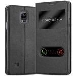 Schwarze Samsung Galaxy Note 4 Cases Art: Flip Cases aus Kunstleder mit Sichtfenster 