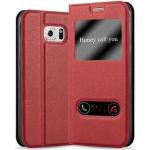 Rote Samsung Galaxy S6 Cases Art: Flip Cases aus Kunstleder mit Sichtfenster 