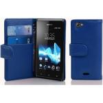 Royalblaue Cadorabo Sony Xperia J Cases Art: Flip Cases aus Kunststoff 