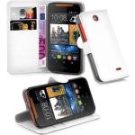 Weiße Cadorabo HTC Desire 310 Cases Art: Flip Cases aus Kunststoff 