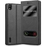 Reduzierte Schwarze Elegante Cadorabo Huawei P7 Cases Art: Flip Cases mit Bildern aus Kunstleder klappbar 