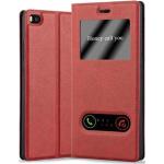 Rote Cadorabo Huawei P8 Cases Art: Flip Cases aus Kunstleder 