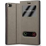 Reduzierte Braune Elegante Cadorabo Huawei P8 Cases Art: Flip Cases mit Bildern aus Kunstleder mit Sichtfenster 
