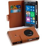 Reduzierte Braune Elegante Cadorabo Nokia Lumia 1020 Cases Art: Flip Cases mit Bildern aus Kunstleder klappbar 