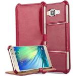 Rote Cadorabo Samsung Galaxy A5 Hüllen 2015 Art: Flip Cases aus Kunstleder 