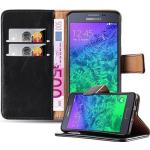 Anthrazitfarbene Cadorabo Samsung Galaxy Alpha Hüllen Art: Flip Cases aus Kunststoff 