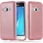 Pinke Sterne Cadorabo Samsung Galaxy J1 Cases 2016 Art: Hard Cases mit Glitzer aus Silikon 