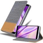 Hellgraue Cadorabo Samsung Galaxy J4 Cases Art: Flip Cases aus Kunstleder 