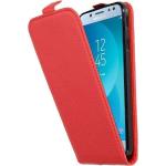 Rote Cadorabo Samsung Galaxy J7 Cases 2017 Art: Flip Cases aus Kunstleder 