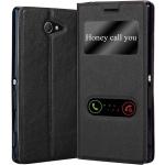 Schwarze Cadorabo Sony Xperia M2 Cases Art: Flip Cases aus Kunstleder 