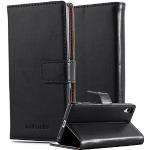 Reduzierte Schwarze Elegante Cadorabo Sony Xperia Z3+ Cases Art: Flip Cases mit Bildern aus Kunstleder klappbar 