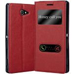 Reduzierte Rote Elegante Cadorabo Sony Xperia M2 Cases Art: Flip Cases mit Bildern aus Kunstleder klappbar 