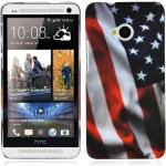 Cadorabo HTC One M7 Cases mit USA-Motiv mit Muster aus Kunststoff 