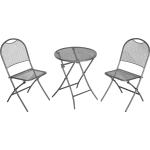 Cafe Latte Set - 2 Sessel und Tisch 60 cm im Farbton eisengrau, Stahl elotherm beschichtet- OHNE AUFLAGEN