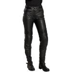Schwarze Sportliche Cafe Racer Damenlederhosen & Damenlederjeans mit Reißverschluss aus Leder Größe L 