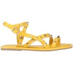 Gelbe CafèNoiR Karree Zehentrenner mit Nieten mit Schnürsenkel aus Gummi für Damen Größe 38 