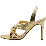 Goldene Elegante Offene Slingback Pumps aus Leder für Damen Größe 38 