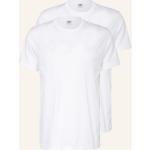 Weiße Kurzärmelige Calida T-Shirts aus Jersey enganliegend für Herren Übergrößen 2-teilig 