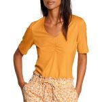 Reduzierte Gelbe Kurzärmelige Calida V-Ausschnitt T-Shirts für Damen Größe XL 