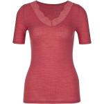 Rote Kurzärmelige Calida V-Ausschnitt V-Shirts aus Seide für Damen Größe S 