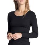 Reduzierte Schwarze Langärmelige Calida Rundhals-Ausschnitt Langarm-Unterhemden aus Jersey für Damen Größe XS 