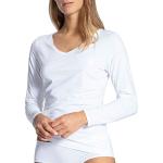 Reduzierte Weiße Langärmelige Calida V-Ausschnitt Langarm-Unterhemden für Damen 