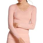 Reduzierte Pinke Langärmelige Calida Rundhals-Ausschnitt Langarm-Unterhemden aus Seide für Damen Übergrößen 