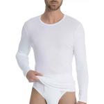 Weiße Langärmelige Calida Rundhals-Ausschnitt Langarm-Unterhemden aus Baumwolle für Herren Übergrößen 