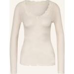 Cremefarbene Langärmelige Calida Langarm-Unterhemden aus Polyamid für Damen Größe L 