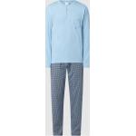Hellblaue Karo Calida Pyjamas kurz aus Baumwolle für Herren Größe XL 
