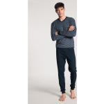 Reduzierte Saphirblaue Unifarbene Calida Pyjamas lang aus Baumwolle für Herren Größe S 2-teilig 