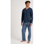 Reduzierte Blaue Unifarbene Calida Herrenschlafanzüge & Herrenpyjamas aus Baumwolle Größe M 2-teilig 