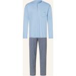 Hellblaue Calida Pyjamas lang aus Jersey für Herren Übergrößen 