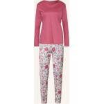 Hellgrüne Blumenmuster Calida Pyjamas lang aus Baumwolle für Damen Größe XL 