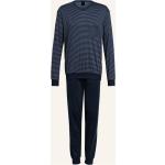 Hellblaue Calida Pyjamas lang aus Baumwolle für Herren Größe XL 
