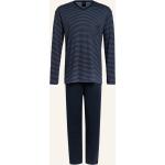 Blaue Gestreifte Calida Pyjamas lang aus Jersey für Herren Größe XL 