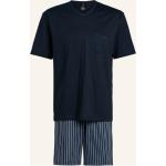 Hellblaue Calida Pyjamas kurz aus Jersey für Herren Größe XL 