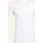 Weiße Kurzärmelige Calida V-Ausschnitt V-Shirts für Herren Übergrößen 