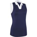 Marineblaue Color Blocking Callaway V-Ausschnitt Damenpoloshirts & Damenpolohemden 