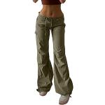 Armeegrüne Vintage Slim Fit Jeans aus Leinen für Damen Größe M 