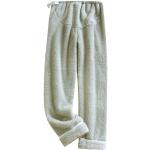 Mintgrüne Unifarbene Loose Fit Pyjamahosen lang aus Flanell für Damen Größe XL für den für den Winter 