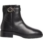 Reduzierte Schwarze Calvin Klein Ankle Boots & Klassische Stiefeletten aus Leder für Damen Größe 36 