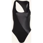 Reduzierte Schwarze Calvin Klein U-Ausschnitt Badeanzüge mit hohem Beinausschnitt mit Cutwork aus Polyamid ohne Bügel für Damen Größe S 